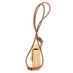 Saint Laurent Raffia Mini Round Crossbody Beige Brown Spiral Embellishment — view 3