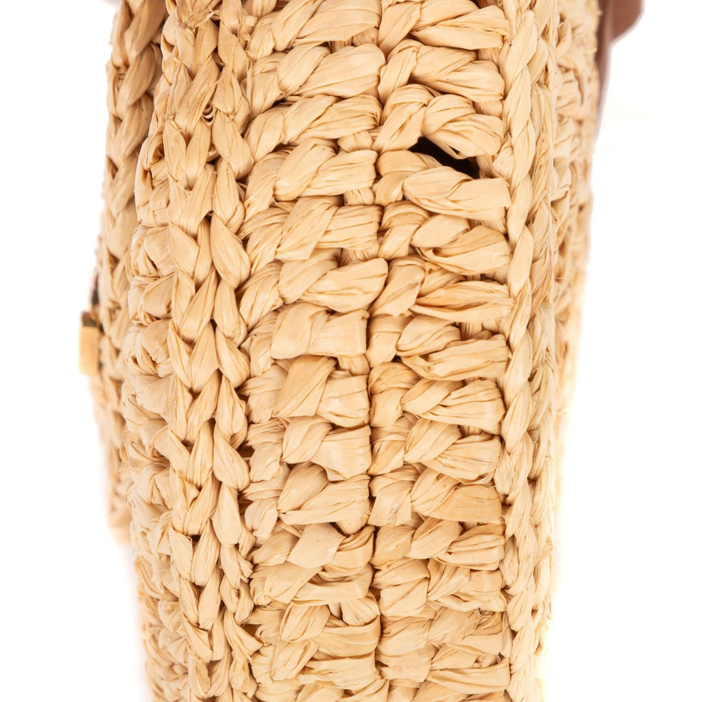 Saint Laurent Raffia Mini Round Crossbody Beige Brown Spiral Embellishment — view 7