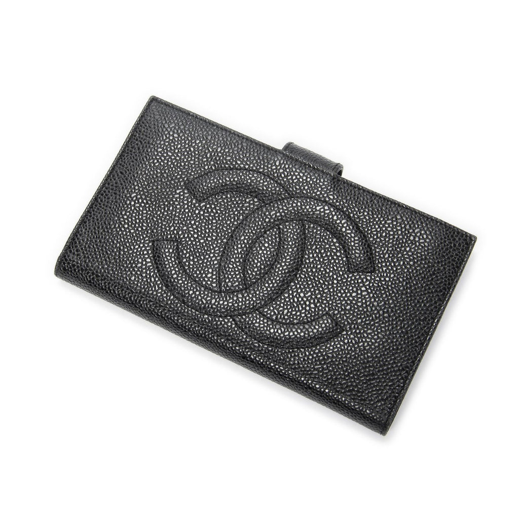 Chanel CC Timeless French Purse Wallet Black Caviar Leather