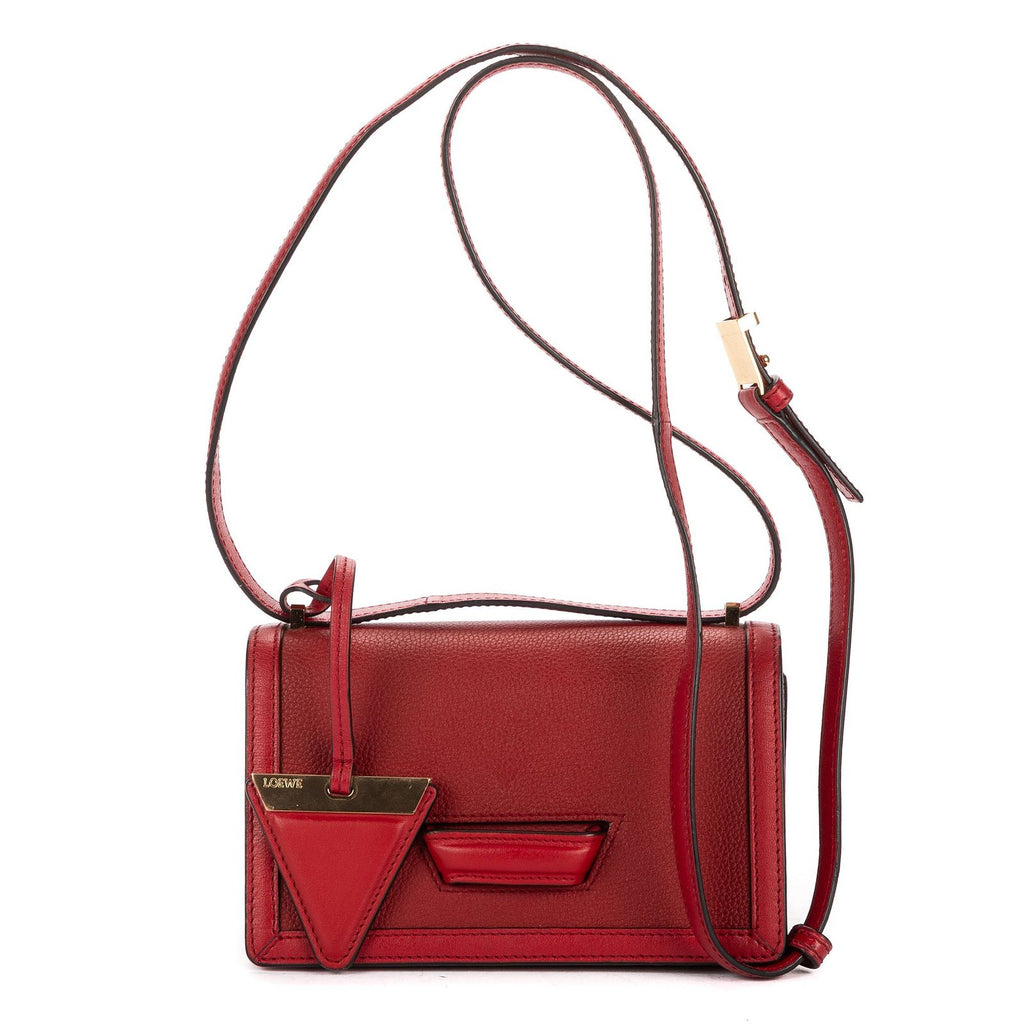 Loewe Small Barcelona Bargundy Gray Calfskin Leather Messenger