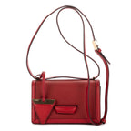 Loewe Small Barcelona Bargundy Gray Calfskin Leather Messenger