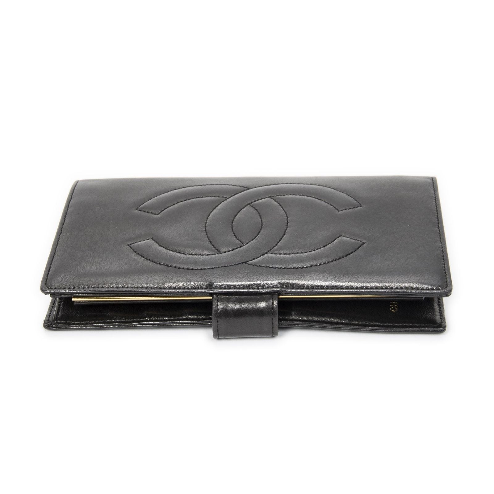 Chanel CC Timeless French Purse Wallet Black Calfskin Leather — view 3