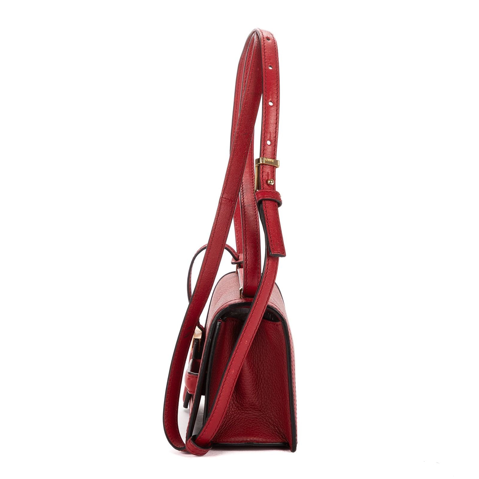 Loewe Small Barcelona Bargundy Gray Calfskin Leather Messenger — view 3