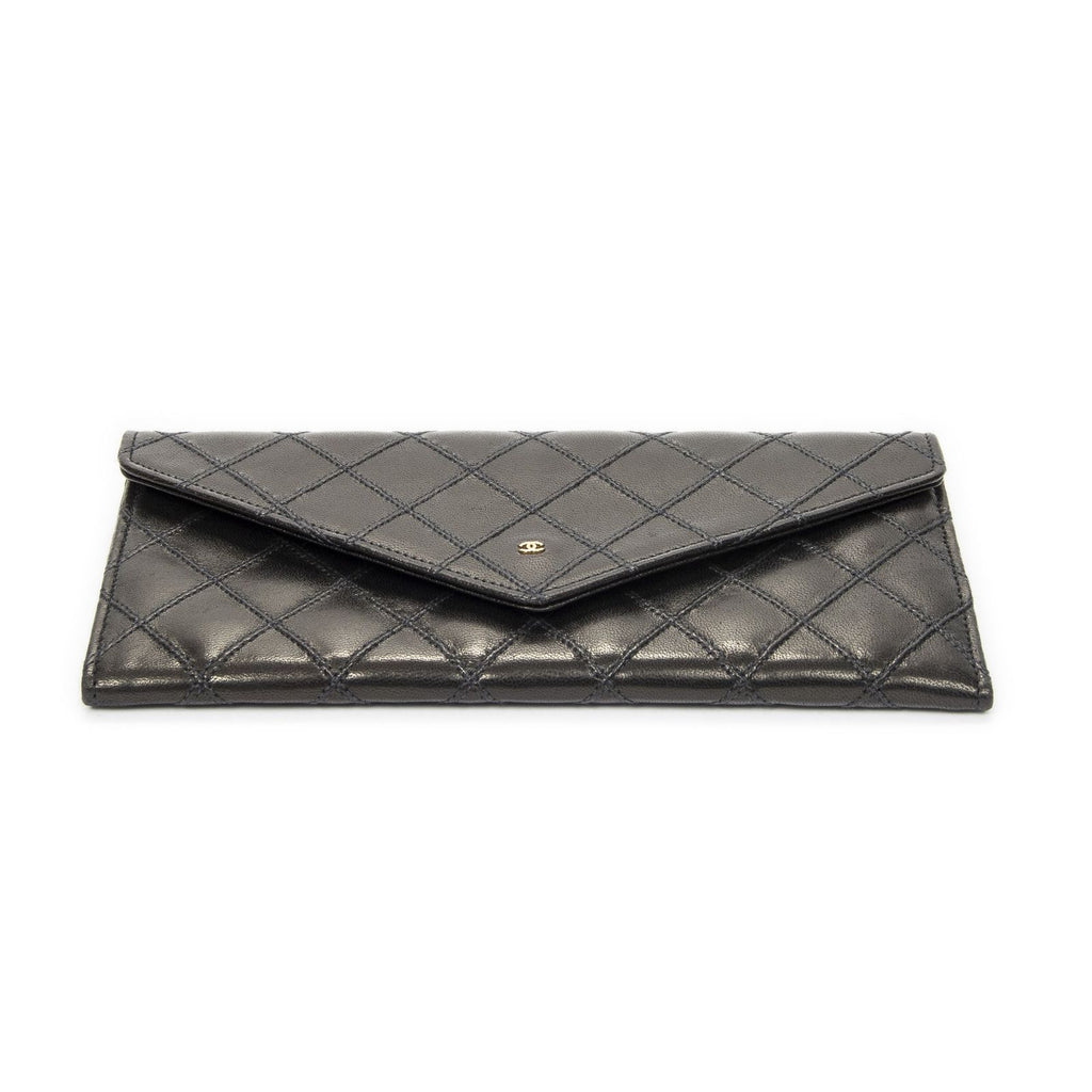 Chanel Envelope Wallet Black Double Quilted Stitch Leather — view 3