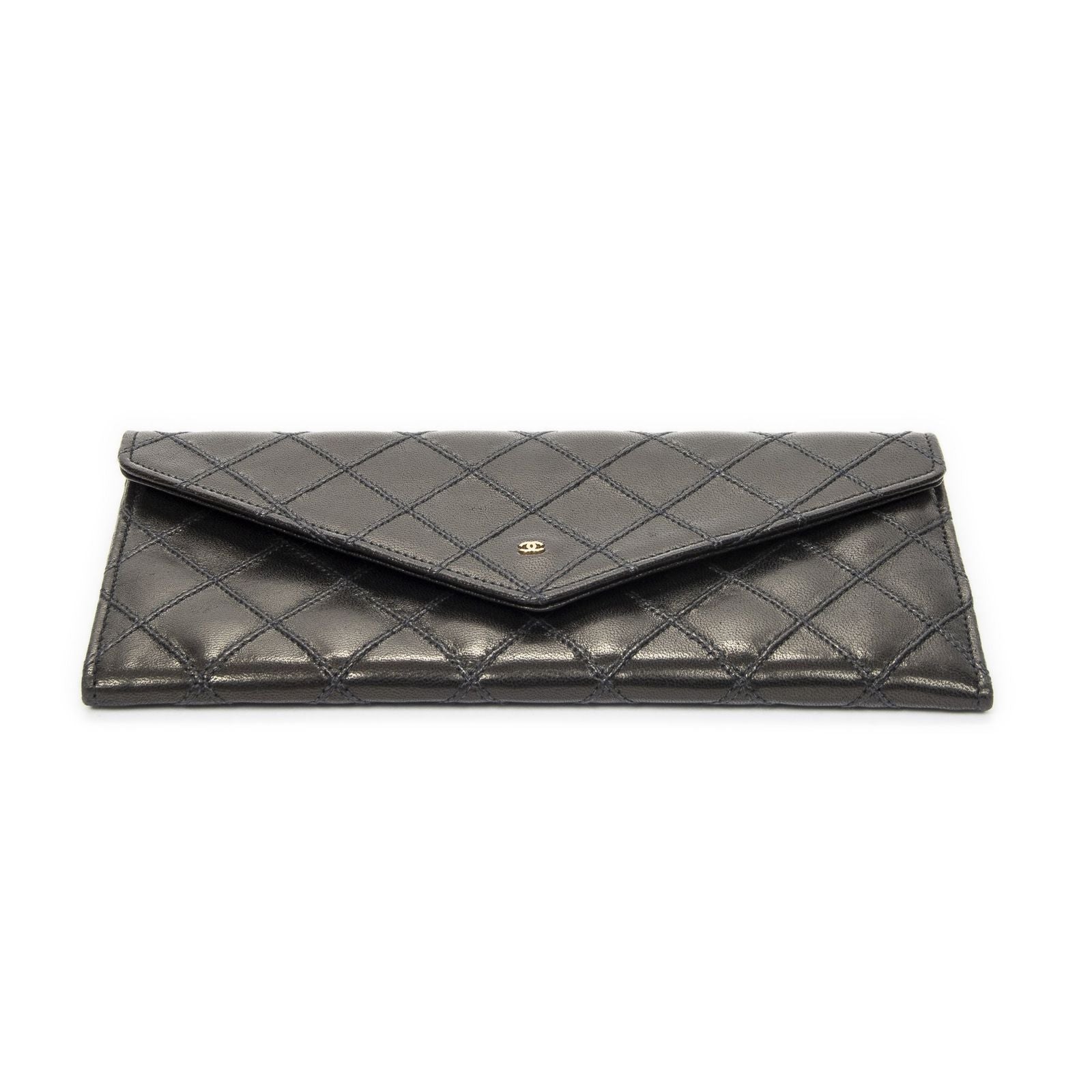Chanel Envelope Wallet Black Double Quilted Stitch Leather — view 3