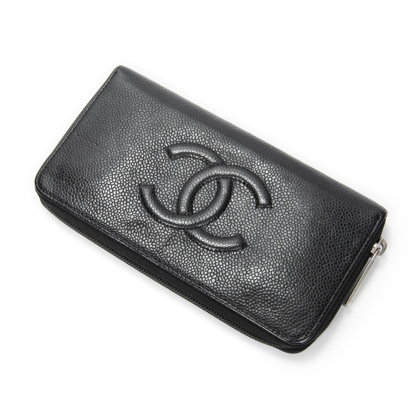 Chanel Timeless Zip Around Wallet Black Caviar Leather
