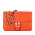 Gucci Small Interlocking GG Chain Crossbody Orange Gray Calfskin Leather