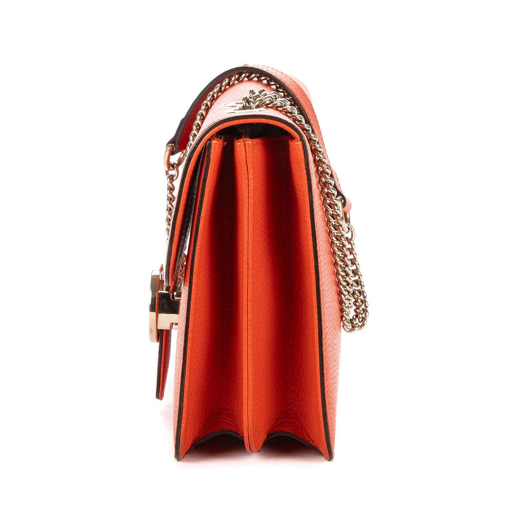 Gucci Small Interlocking GG Chain Crossbody Orange Gray Calfskin Leather — view 3