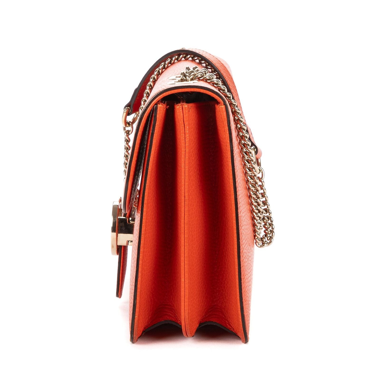 Gucci Small Interlocking GG Chain Crossbody Orange Gray Calfskin Leather — view 3