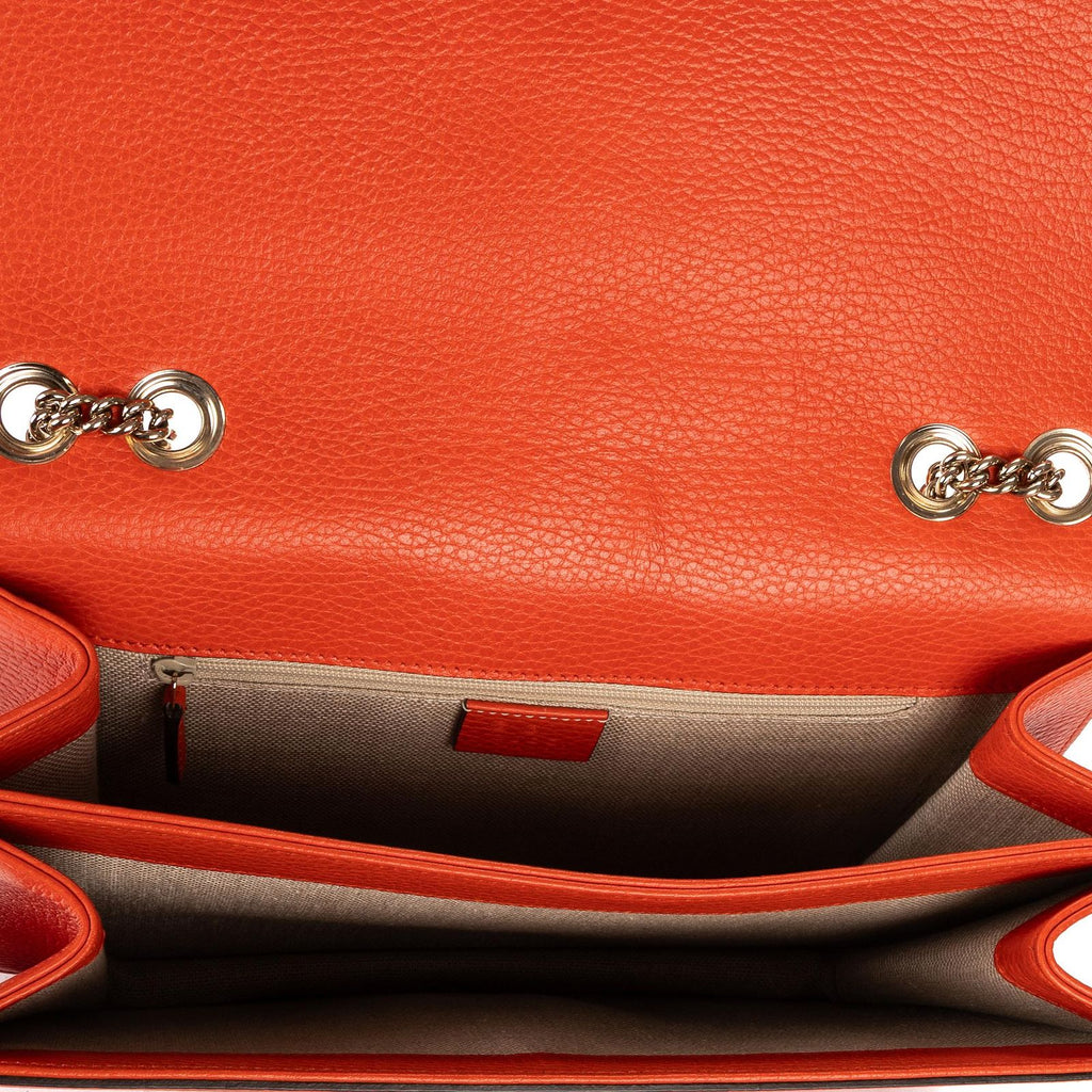 Gucci Small Interlocking GG Chain Crossbody Orange Gray Calfskin Leather — view 9