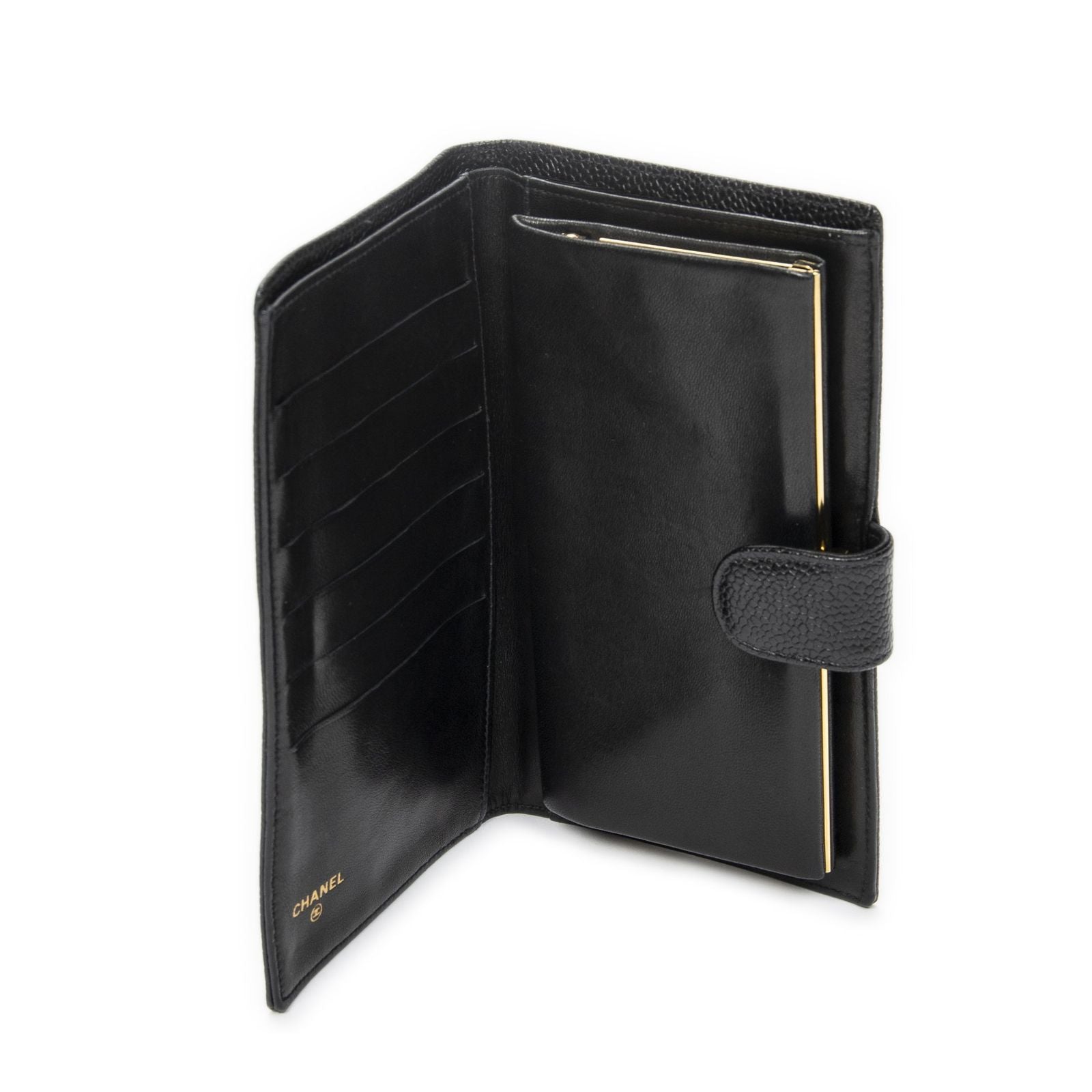 Chanel CC Timeless French Purse Wallet Black Caviar Leather — view 4