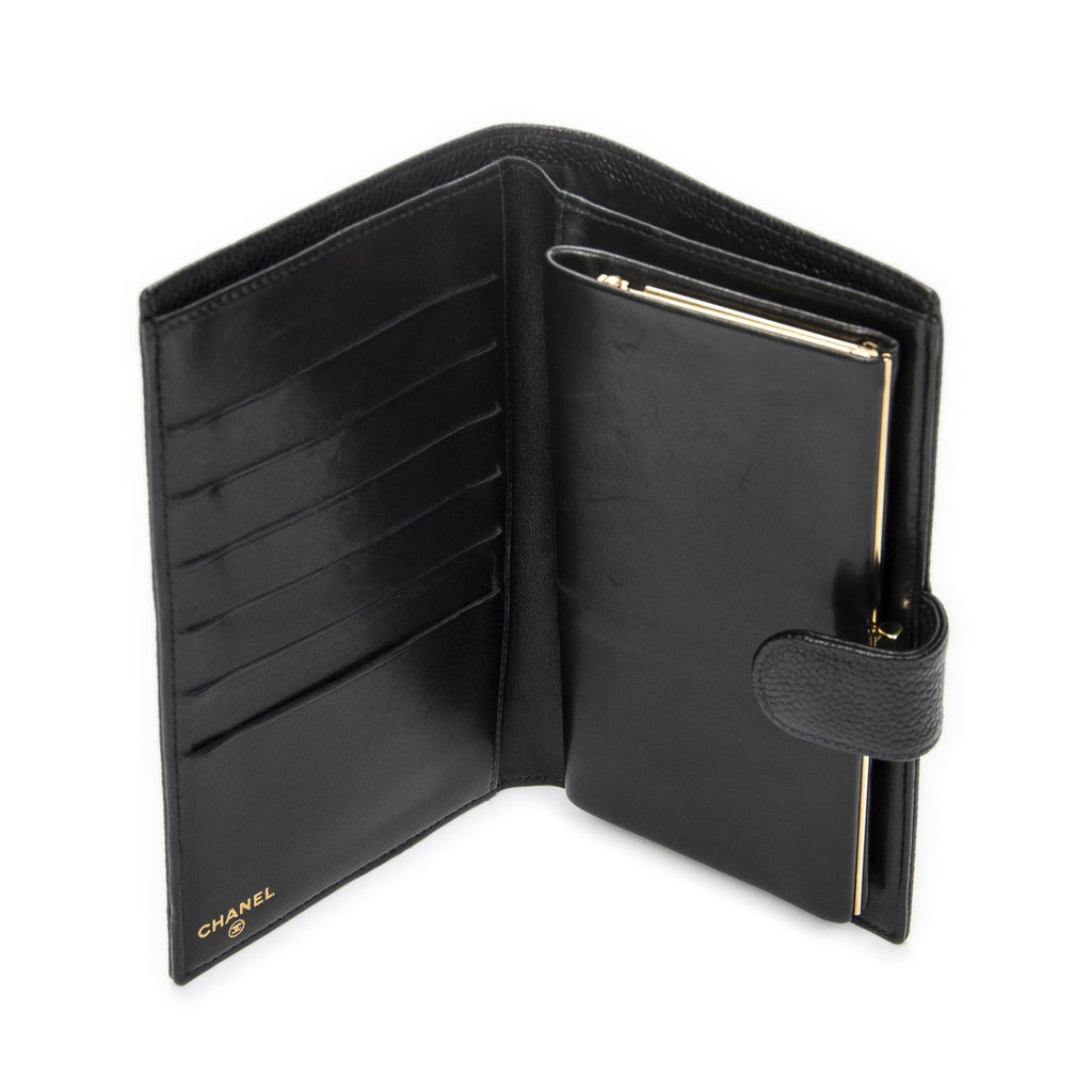 Chanel CC Timeless French Purse Wallet Black Caviar Leather — view 4