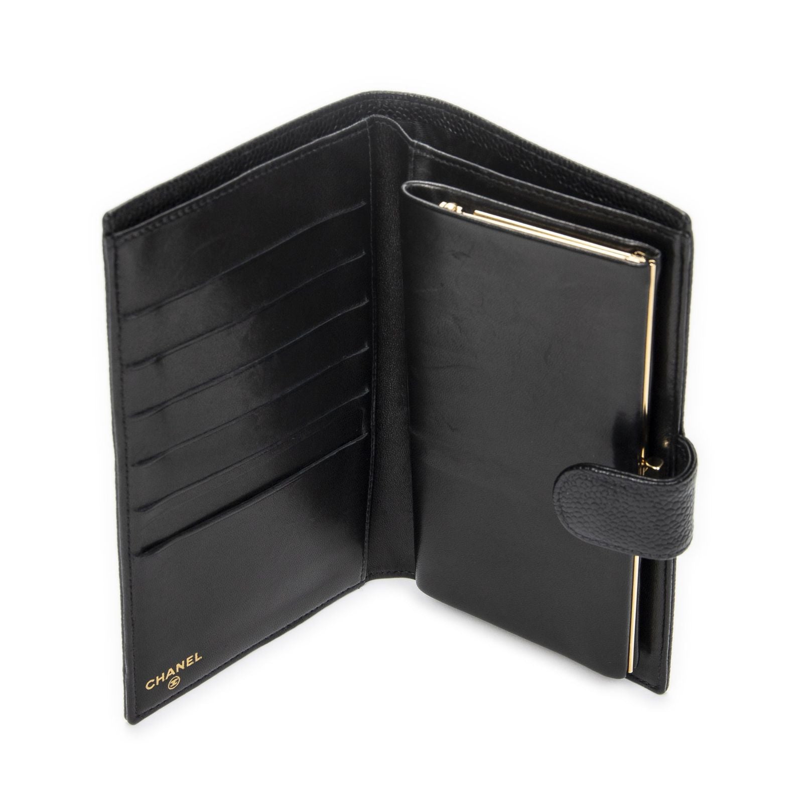 Chanel CC Timeless French Purse Wallet Black Caviar Leather — view 4