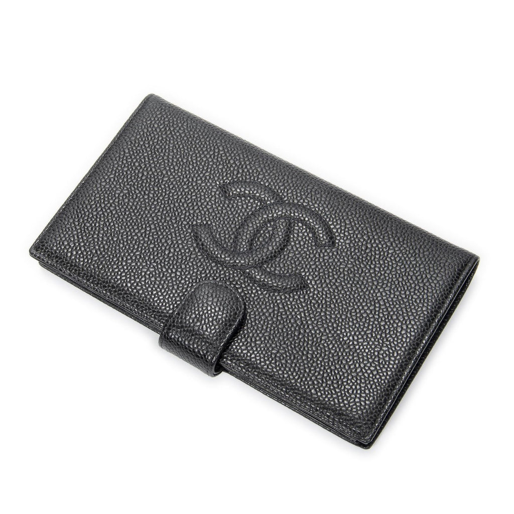 Chanel CC Timeless French Purse Wallet Black Caviar Leather