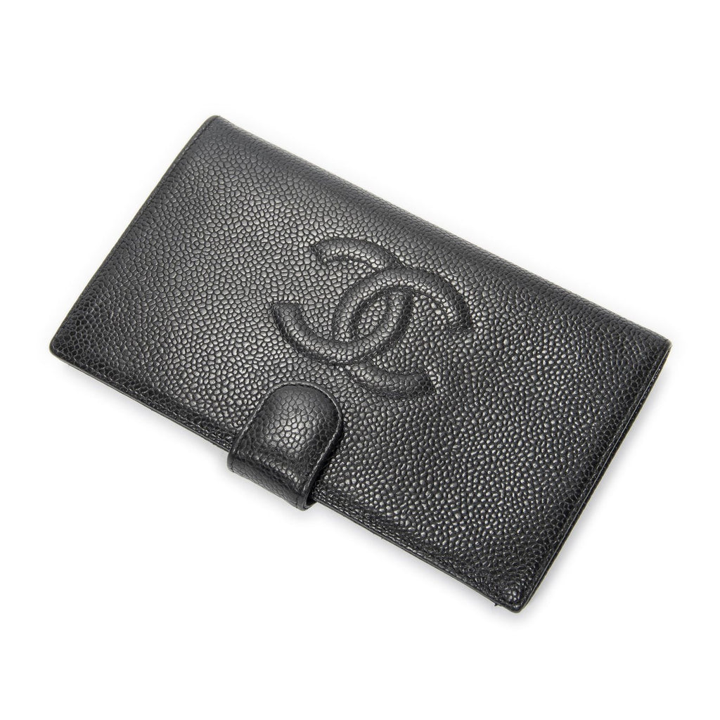 Chanel CC Timeless French Purse Wallet Black Caviar Leather
