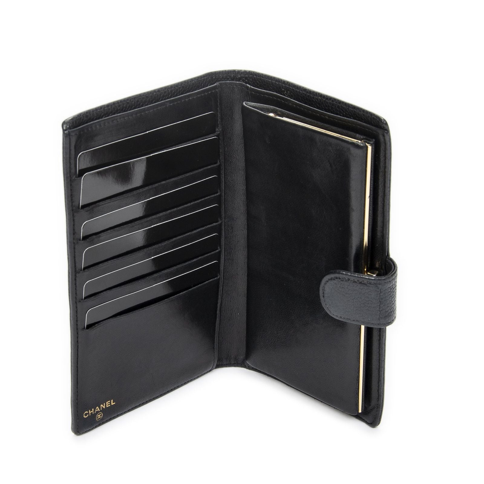 Chanel CC Timeless French Purse Wallet Black Caviar Leather — view 4