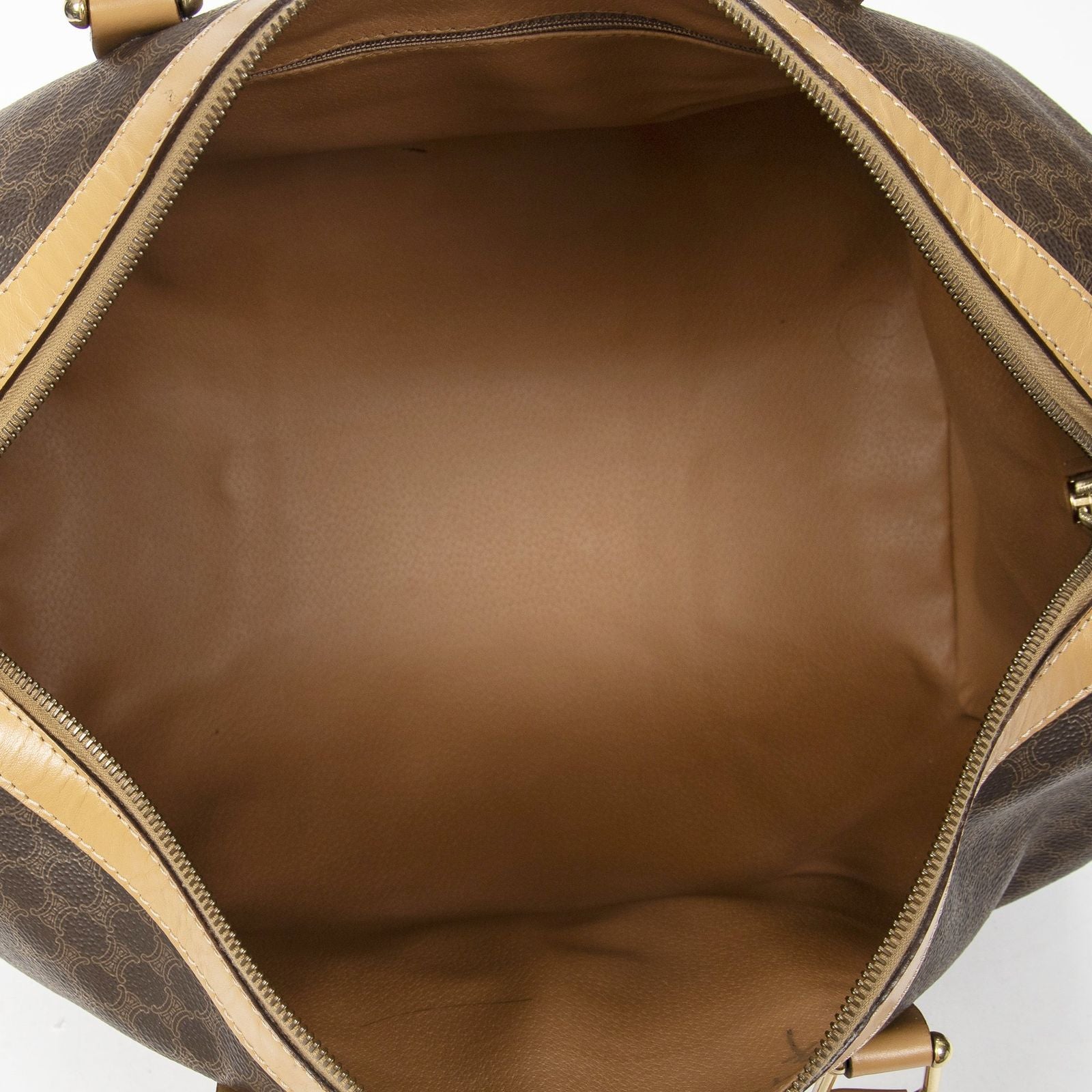Celine Vintage Travel Boston Beige Brown Macadam Canvas Shoulder — view 9
