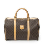 Celine Vintage Travel Boston Beige Brown Macadam Canvas Shoulder