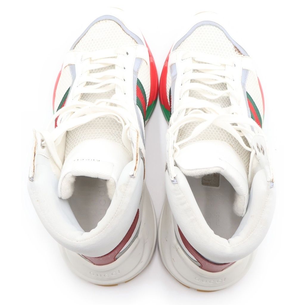 Gucci Rhyton High Top Sneakers Cut White Green — view 4
