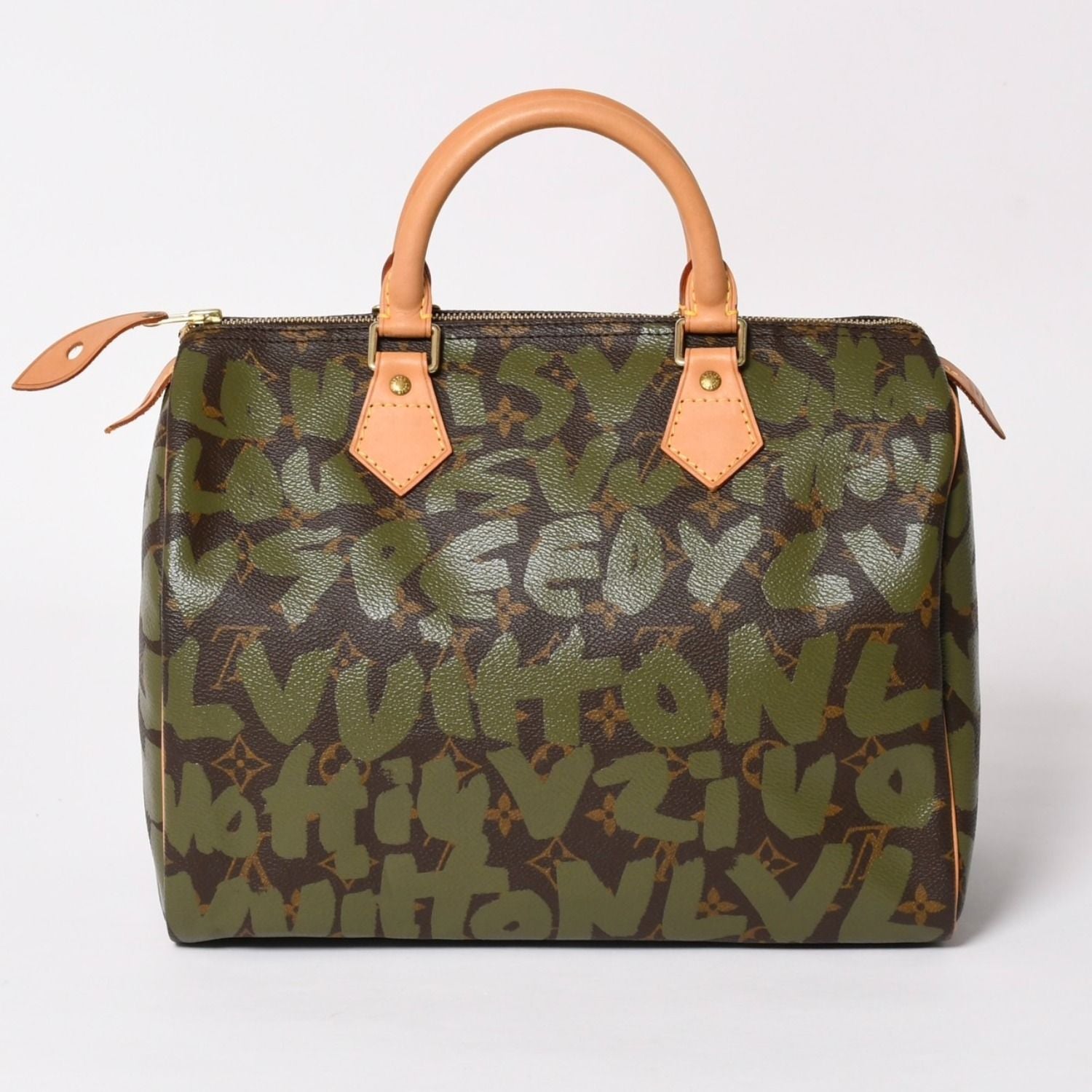 Louis Vuitton Handbag Speedy 30 Monogram Graffiti Khaki Gold