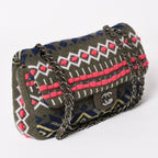 Chanel Shoulder Bag CC Logo Nordic Pattern Chain Silver Green — view 3