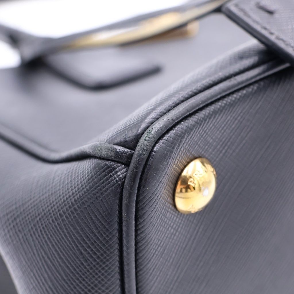 Prada Saffiano Galleria Small Leather 2-Way Shoulder Bag Black — view 8