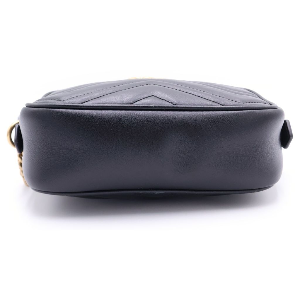 Gucci GG Marmont Quilted Leather Gold Chain Shoulder Bag Black — view 4