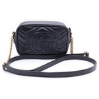 Gucci GG Marmont Quilted Leather Gold Chain Shoulder Bag Black — view 2