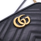 Gucci GG Marmont Quilted Leather Gold Chain Shoulder Bag Black — view 6