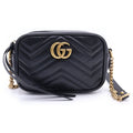 Gucci GG Marmont Quilted Leather Gold Chain Shoulder Bag Black