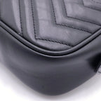 Gucci GG Marmont Quilted Leather Gold Chain Shoulder Bag Black — view 5