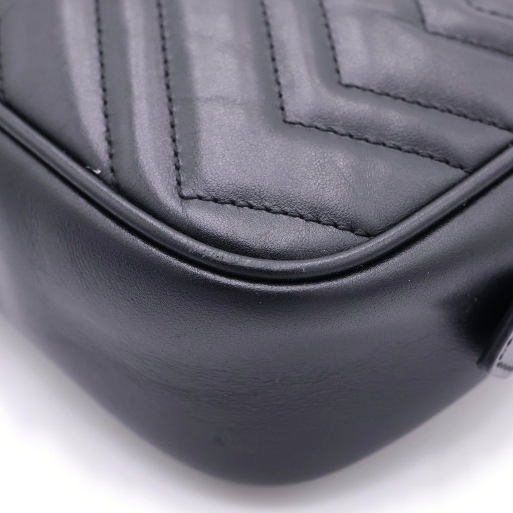 Gucci GG Marmont Quilted Leather Gold Chain Shoulder Bag Black — view 5