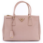 Prada Saffiano Galleria Small Leather 2-Way Shoulder Bag Pink Beige