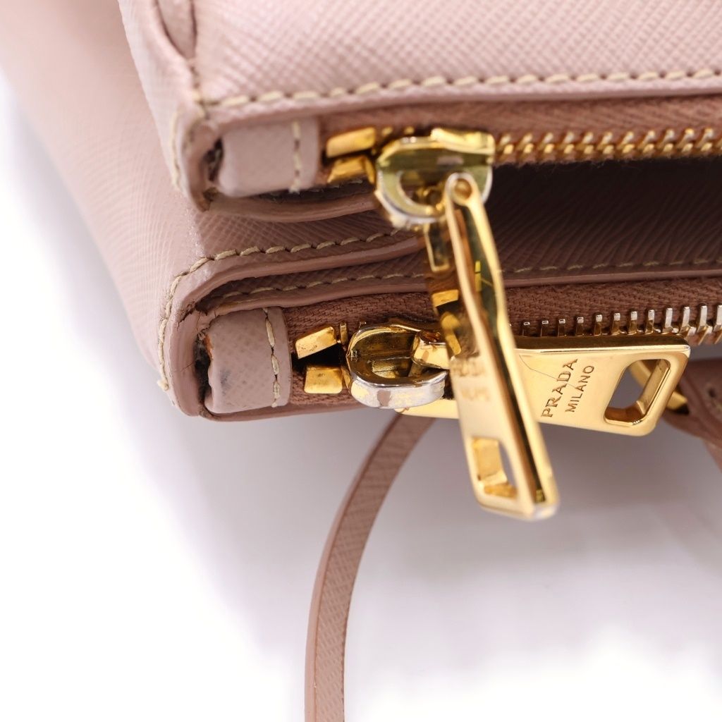 Prada Saffiano Galleria Small Leather 2-Way Shoulder Bag Pink Beige — view 6