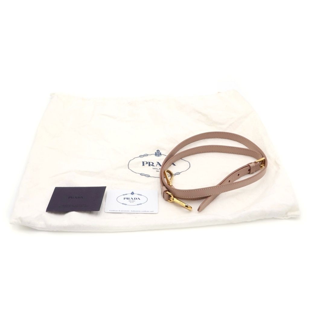Prada Saffiano Galleria Small Leather 2-Way Shoulder Bag Pink Beige — view 9