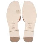 Hermes Oran Logo Leather Flat Sandals Shoes Brown — view 5
