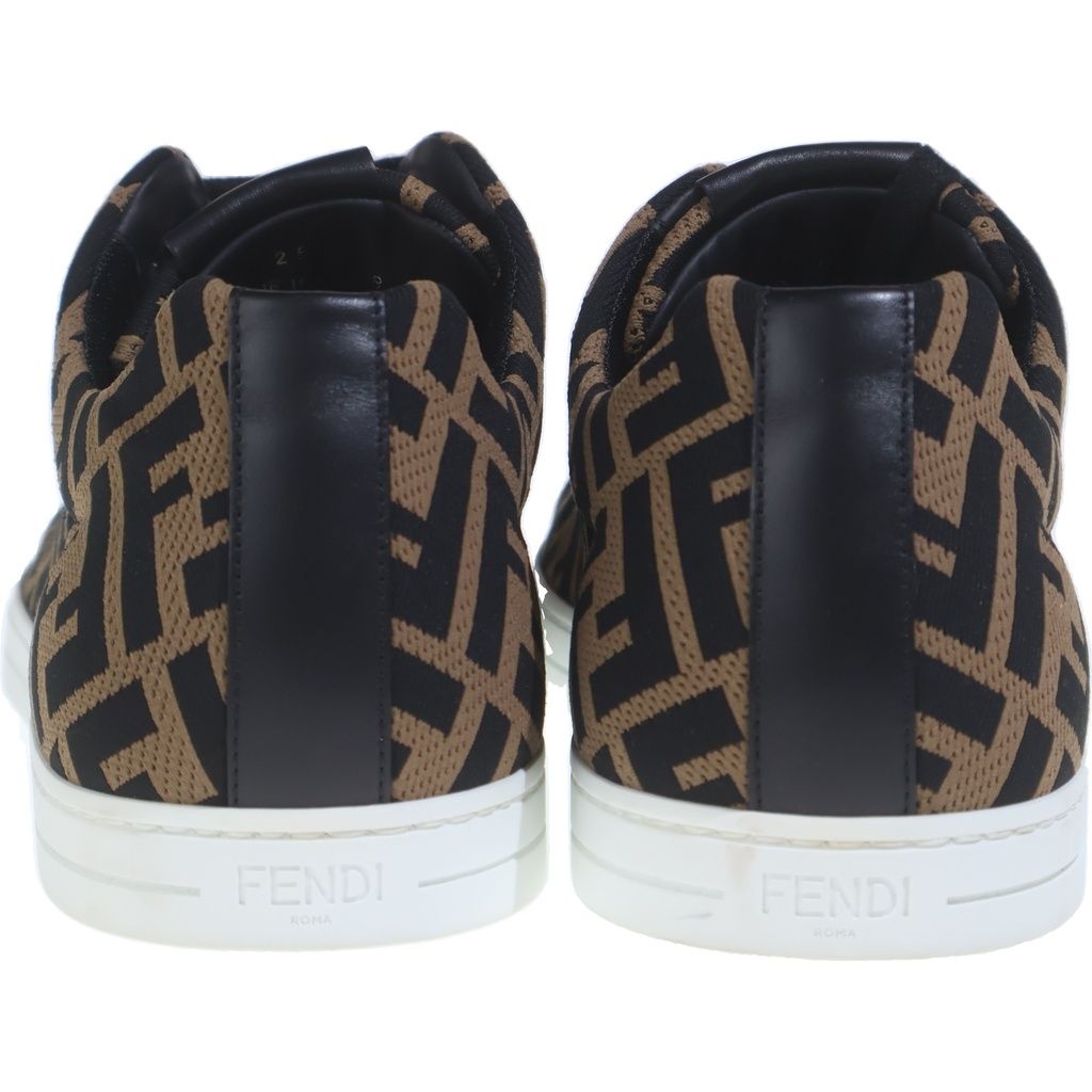 Fendi Zucca Pattern Mesh Lace Up Sneakers Brown — view 3