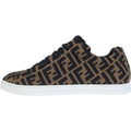 Fendi Zucca Pattern Mesh Lace Up Sneakers Brown