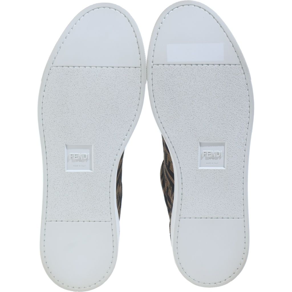 Fendi Zucca Pattern Mesh Lace Up Sneakers Brown — view 5