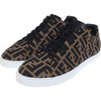 Fendi Zucca Pattern Mesh Lace Up Sneakers Brown — view 2