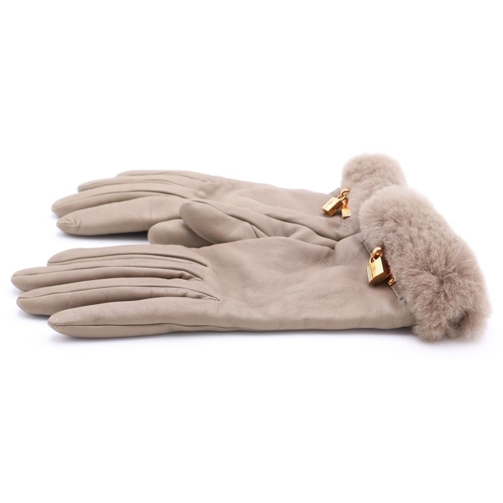 Hermes Kelly Glove Lambskin Mink Gold Beige Gloves — view 4