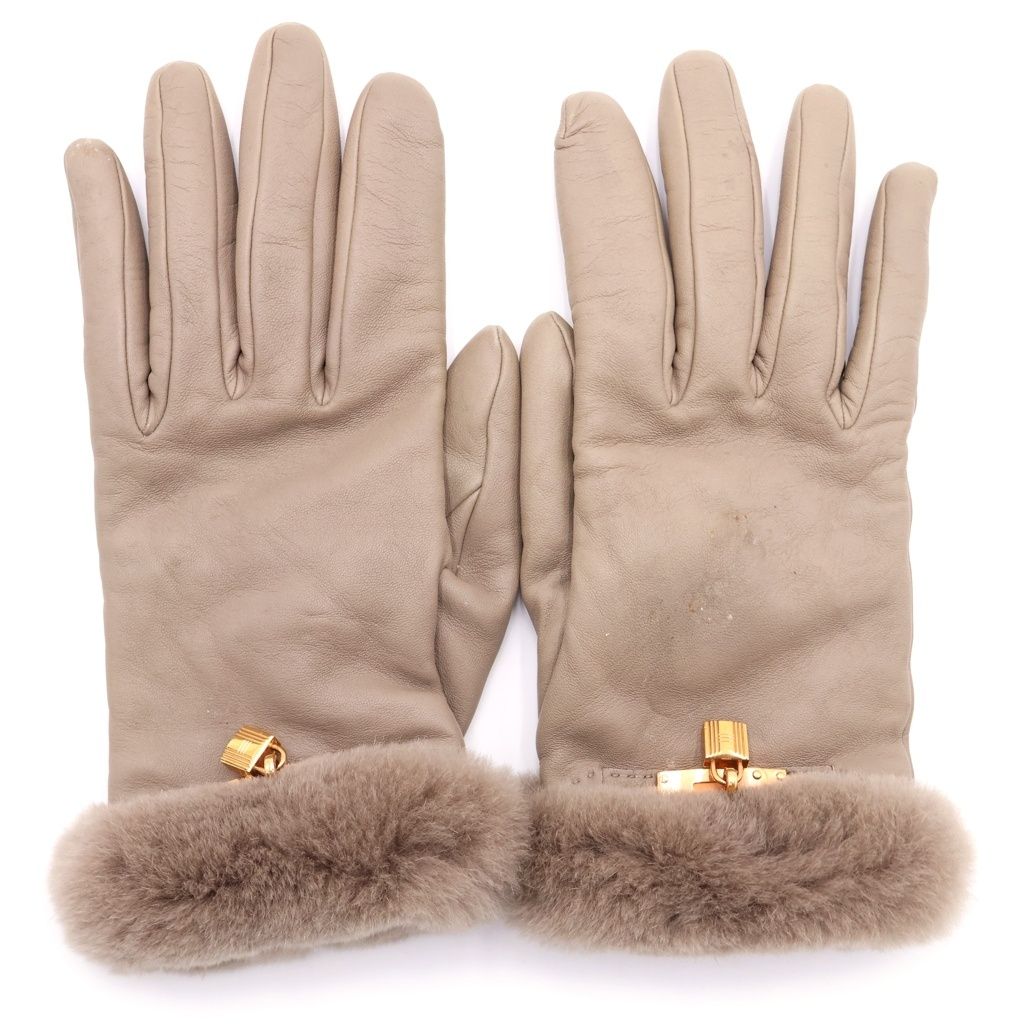 Hermes Kelly Glove Lambskin Mink Gold Beige Gloves
