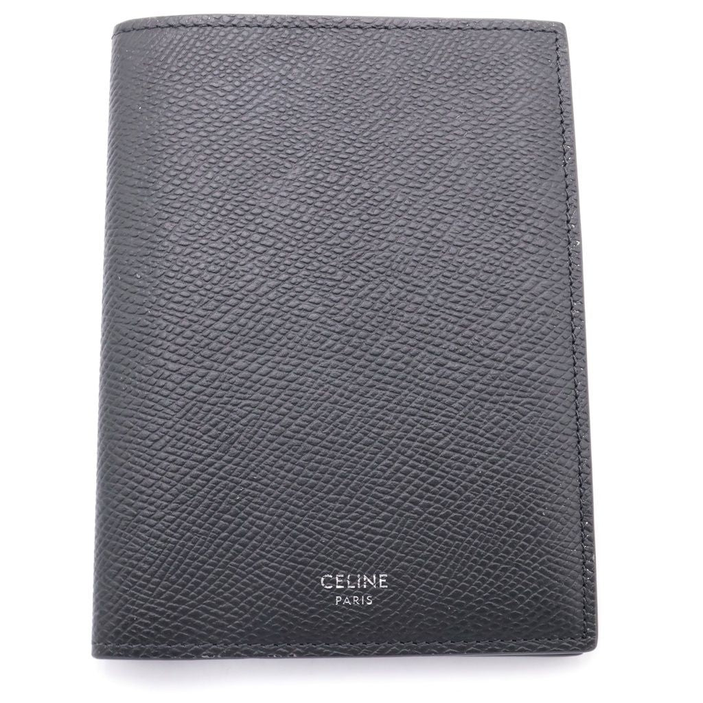 Celine Front Logo Leather Passport Case Gray