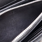 Prada Saffiano All Over Tropical Pattern Quilted Ground Round Zip Wallet Black — view 6