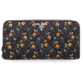 Prada Saffiano All Over Tropical Pattern Quilted Ground Round Zip Wallet Black