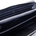Prada Saffiano All Over Tropical Pattern Quilted Ground Round Zip Wallet Black — view 3