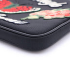 Gucci Butterfly Flower Patch Zip Clutch Pouch Black — view 4