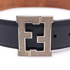 Fendi FF Big Logo Buckle Leather Belt Black — view 4