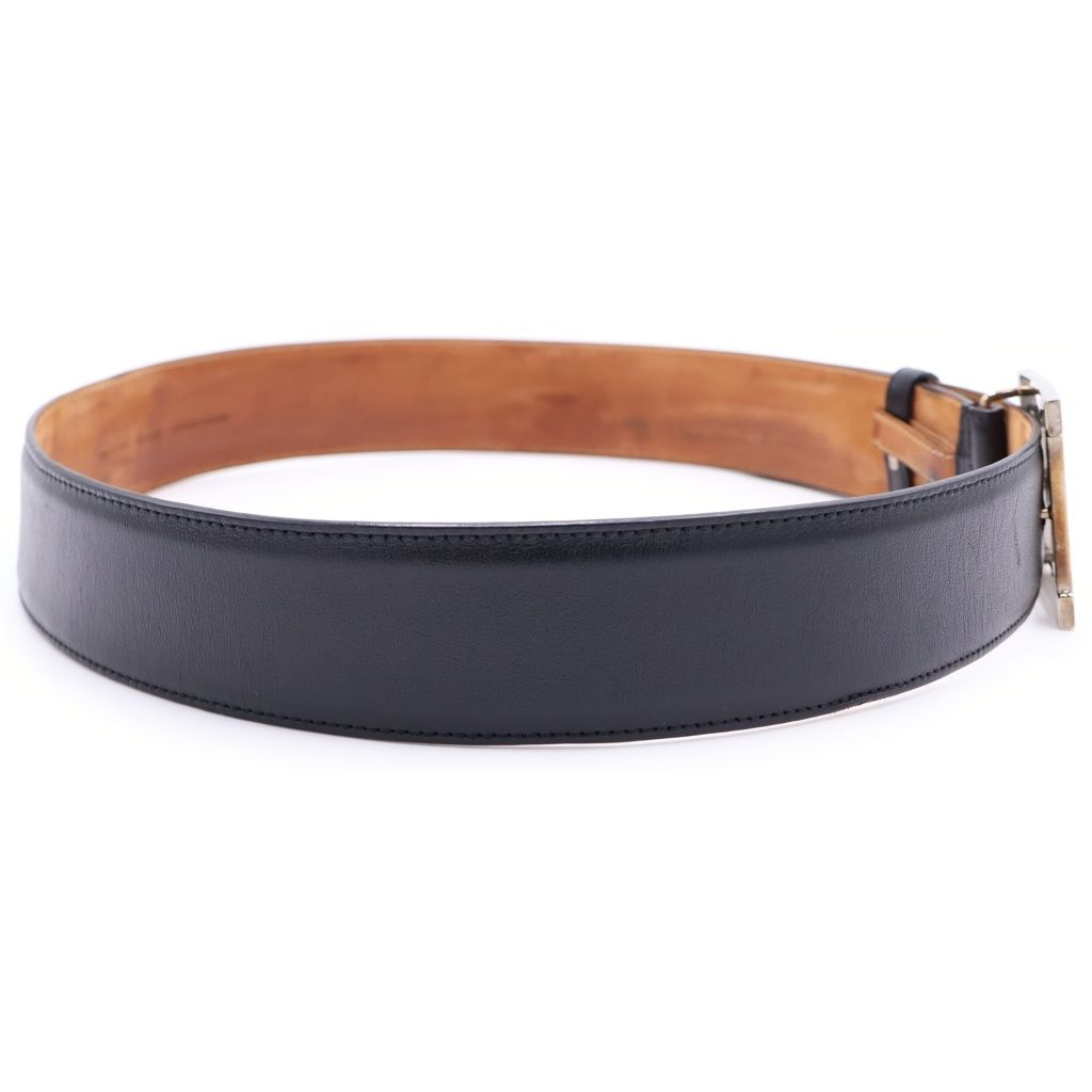 Fendi FF Big Logo Buckle Leather Belt Black — view 3