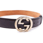 Gucci Interlocking GG Buckle Leather Striped Belt — view 4